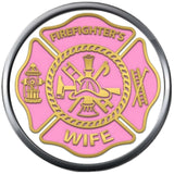 Pink Shield Firefighters Wife Thin Red Line Heart Maltese Cross Proud Protect Serve 18MM-20MM Snap Charm