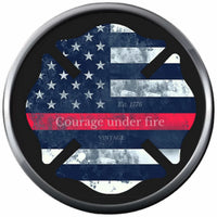 Red White Blue Flag Maltese Cross Shield Firefighter Thin Red Line Proud Protect Serve 18MM-20MM Snap Charm