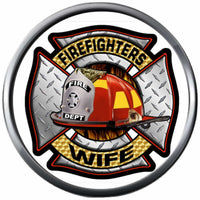 Diamond Plate Maltese Cross Shield Firefighter Wife Helmet Thin Red Line Proud Protect Serve  18MM-20MM Snap Charm