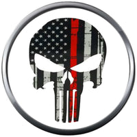 USA American Flag Skull Punisher Thin Red Line Firefighter Courage Under Fire 18MM-20MM Womans Snap Charm
