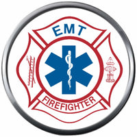 Firefighter EMT Fire Department Medic EMS Snake Maltese Cross 18MM-20MM Snap Charm Jewelry