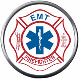 Firefighter EMT Fire Department Medic EMS Snake Maltese Cross 18MM-20MM Snap Charm Jewelry
