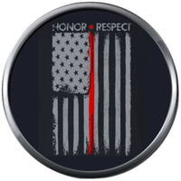 Honor Respect USA Flag Firefighter Courage Under Fire Thin Red Line Proud Protect Serve  18MM-20MM Snap Charm