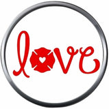 Red Love Maltese Cross Fire Rescue Fireman Firefighter Thin Red Line Courage Under Fire 18MM-20MM Snap Charm Jewelry