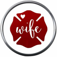 Red Heart Maltese Cross Firefighter Wife Thin Red Line Courage Under Fire 18MM-20MM Snap Charm Jewelry