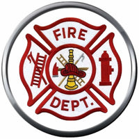 Red Maltese Cross Fire Rescue Ladder Fireman Firefighter Thin Red Line Courage Under Fire 18MM-20MM Snap Charm Jewelry