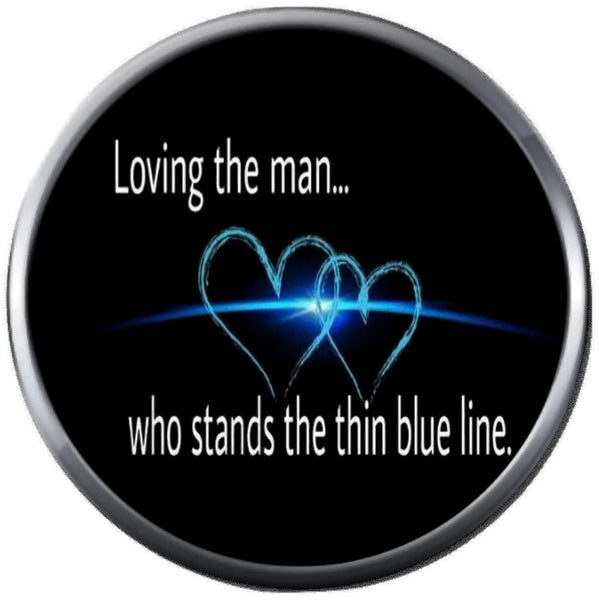 Love The Man Who Walks The Thin Blue Line Police Officer Sheriff Support  18MM - 20MM Snap Charm Jewelry