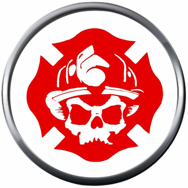 Skull In Red Maltese Cross Fire Rescue Fireman Firefighter Thin Red Line Courage Under Fire 18MM-20MM Snap Charm Jewelry