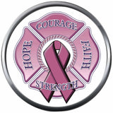 Maltese Pink Breast Cancer Ribbon Fire Rescue Helmet Fireman Firefighter Thin Red Line Courage Under Fire 18MM-20MM Snap Charm Jewelry