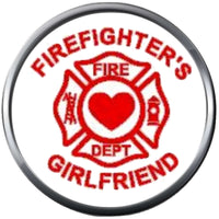 Red Maltese Heart Cross Firefighter Girlfriend Thin Red Line Courage Under Fire 18MM-20MM Snap Charm Jewelry