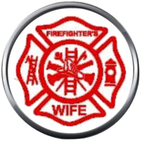 Red Maltese Cross Firefighter Ladder And Axe Wife Thin Red Line Courage Under Fire 18MM-20MM Snap Charm Jewelry