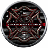 Cool Maltese Cross American Flag Firefighter Thin Red Line Courage Under Fire 18MM-20MM Snap Charm Jewelry