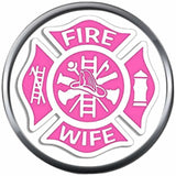 Pink Maltese Cross Firefighter Ladder And Axe Wife Thin Red Line Courage Under Fire 18MM-20MM Snap Charm Jewelry