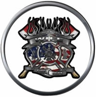 USA Flag Fire Axe Shield Maltese Cross Heart Firefighter Wife Thin Red Line Courage Under Fire 18MM-20MM Snap Charm Jewelry