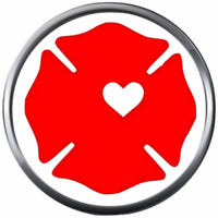 Thin Red Line Firefighter Maltese Cross Heart Courage Under Fire 18MM-20MM Snap Charm Jewelry