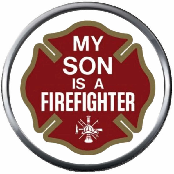 My Son Is A Firefighter Maltese Cross Thin Red Line Courage Under Fire 18MM-20MM Snap Charm Jewelry