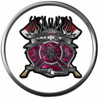 Pink Fire Axe Shield Maltese Cross Heart Firefighter Wife Thin Red Line Courage Under Fire 18MM-20MM Snap Charm Jewelry