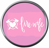 Pink Axe Heart Firefighter Wife Thin Red Line Courage Under Fire 18MM-20MM Snap Charm Jewelry