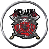Red Fire Axe Shield Maltese Cross Heart Firefighter Wife Thin Red Line Courage Under Fire 18MM-20MM Snap Charm Jewelry