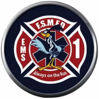 Fire Safety Fire Department Medic EMS EMT Road Runner Always On The Run Maltese Cross 18MM-20MM Snap Charm Jewelry