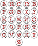 Candy Cane Strype Christmas Monogram Alphabet Letter For Winter Holidays 18MM - 20MM Snap Charm Jewelry