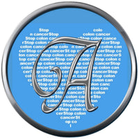 Monogram Alphabet Silver Letter Blue Heart Background Stop Colon Cancer Survivor Cure By Awareness 18MM - 20MM Snap Jewelry Charm