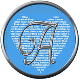 Monogram Alphabet Silver Letter Blue Heart Background Stop Colon Cancer Survivor Cure By Awareness 18MM - 20MM Snap Jewelry Charm