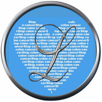 Monogram Alphabet Silver Letter Blue Heart Background Stop Colon Cancer Survivor Cure By Awareness 18MM - 20MM Snap Jewelry Charm