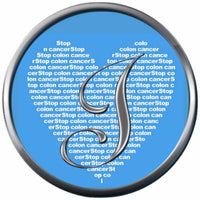 Monogram Alphabet Silver Letter Blue Heart Background Stop Colon Cancer Survivor Cure By Awareness 18MM - 20MM Snap Jewelry Charm