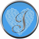 Monogram Alphabet Silver Letter Blue Heart Background Stop Colon Cancer Survivor Cure By Awareness 18MM - 20MM Snap Jewelry Charm