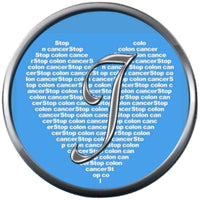 Monogram Alphabet Silver Letter Blue Heart Background Stop Colon Cancer Survivor Cure By Awareness 18MM - 20MM Snap Jewelry Charm