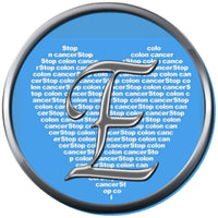 Monogram Alphabet Silver Letter Blue Heart Background Stop Colon Cancer Survivor Cure By Awareness 18MM - 20MM Snap Jewelry Charm