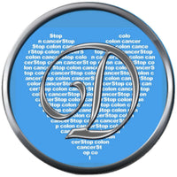 Monogram Alphabet Silver Letter Blue Heart Background Stop Colon Cancer Survivor Cure By Awareness 18MM - 20MM Snap Jewelry Charm