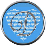 Monogram Alphabet Silver Letter Blue Heart Background Stop Colon Cancer Survivor Cure By Awareness 18MM - 20MM Snap Jewelry Charm