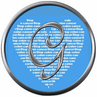 Monogram Alphabet Silver Letter Blue Heart Background Stop Colon Cancer Survivor Cure By Awareness 18MM - 20MM Snap Jewelry Charm