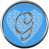 Monogram Alphabet Silver Letter Blue Heart Background Stop Colon Cancer Survivor Cure By Awareness 18MM - 20MM Snap Jewelry Charm