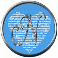 Monogram Alphabet Silver Letter Blue Heart Background Stop Colon Cancer Survivor Cure By Awareness 18MM - 20MM Snap Jewelry Charm