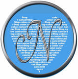 Monogram Alphabet Silver Letter Blue Heart Background Stop Colon Cancer Survivor Cure By Awareness 18MM - 20MM Snap Jewelry Charm