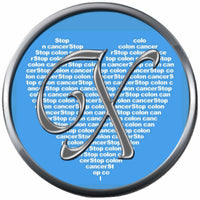 Monogram Alphabet Silver Letter Blue Heart Background Stop Colon Cancer Survivor Cure By Awareness 18MM - 20MM Snap Jewelry Charm