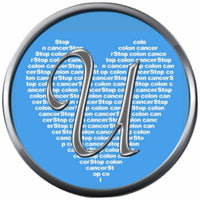 Monogram Alphabet Silver Letter Blue Heart Background Stop Colon Cancer Survivor Cure By Awareness 18MM - 20MM Snap Jewelry Charm
