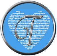 Monogram Alphabet Silver Letter Blue Heart Background Stop Colon Cancer Survivor Cure By Awareness 18MM - 20MM Snap Jewelry Charm