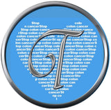 Monogram Alphabet Silver Letter Blue Heart Background Stop Colon Cancer Survivor Cure By Awareness 18MM - 20MM Snap Jewelry Charm
