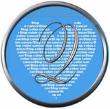 Monogram Alphabet Silver Letter Blue Heart Background Stop Colon Cancer Survivor Cure By Awareness 18MM - 20MM Snap Jewelry Charm