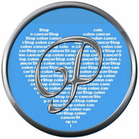 Monogram Alphabet Silver Letter Blue Heart Background Stop Colon Cancer Survivor Cure By Awareness 18MM - 20MM Snap Jewelry Charm