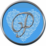 Monogram Alphabet Silver Letter Blue Heart Background Stop Colon Cancer Survivor Cure By Awareness 18MM - 20MM Snap Jewelry Charm