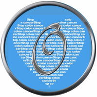 Monogram Alphabet Silver Letter Blue Heart Background Stop Colon Cancer Survivor Cure By Awareness 18MM - 20MM Snap Jewelry Charm