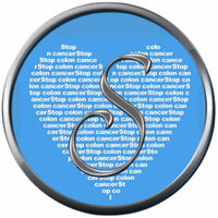 Monogram Alphabet Silver Letter Blue Heart Background Stop Colon Cancer Survivor Cure By Awareness 18MM - 20MM Snap Jewelry Charm