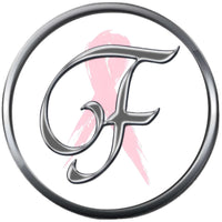 Monogram Alphabet Silver Letter Subtle Pink Breast Cancer Ribbon Survivor Cure By Awareness 18MM - 20MM Snap Jewelry Charm