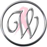 Monogram Alphabet Silver Letter Subtle Pink Breast Cancer Ribbon Survivor Cure By Awareness 18MM - 20MM Snap Jewelry Charm