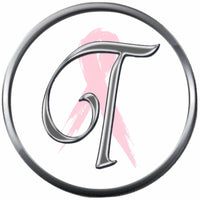 Monogram Alphabet Silver Letter Subtle Pink Breast Cancer Ribbon Survivor Cure By Awareness 18MM - 20MM Snap Jewelry Charm